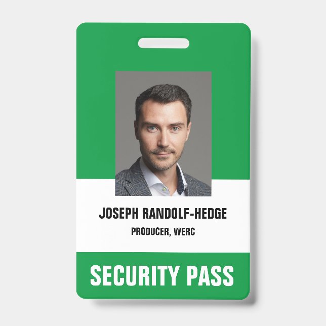 SECURITY PASS - Vertical Photo I.D. Badge (Front)