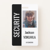 Modern Blue Security Custom Name Guard Employee Badge, Zazzle