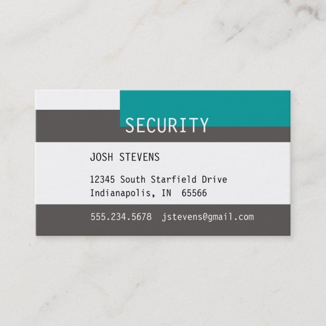 Security Protection Service Business Card (Front)