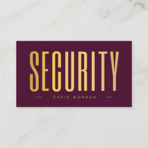 Security QR Code Logo Burgundy And Gold  Business Card