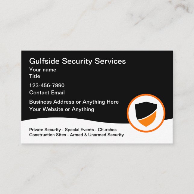 Security Services Armed And Unarmed Business Card (Front)