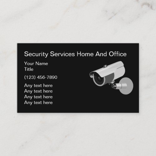 Security Services Business Card With Video Camera