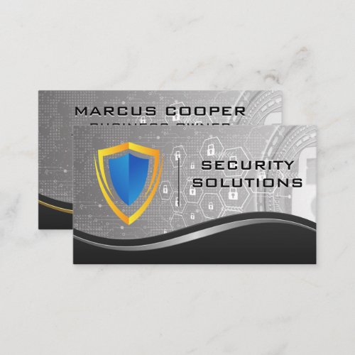 Security Shield Logo  Tech Cyber Security Business Card