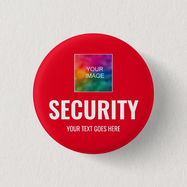 Security Staff Employee Member Custom Text & Image Button (Front)