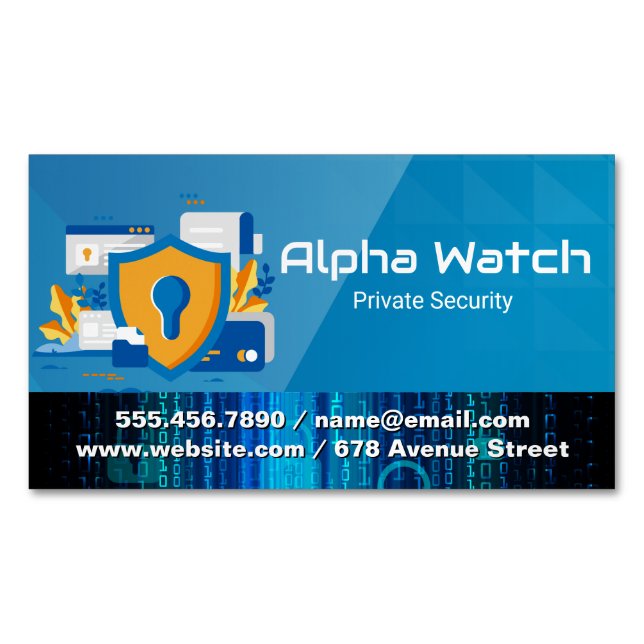 Security Team | Cyber Coding | Tech Business Card Magnet (Front)