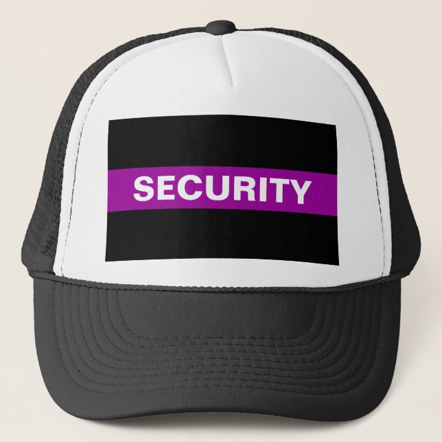 Security thin purple line Black and white Trucker Hat (Front)