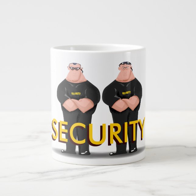 SECURITY! Two Funny Bouncers or doormen Giant Coffee Mug (Front)