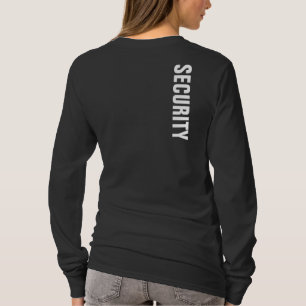 Security Womens Double Sided Print Black White T-Shirt
