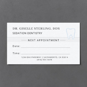 Sedation Dentistry Dentist Tooth Appointment Card