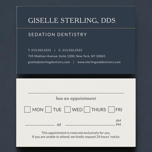 Sedation Dentistry Office Appointment Reminder Card