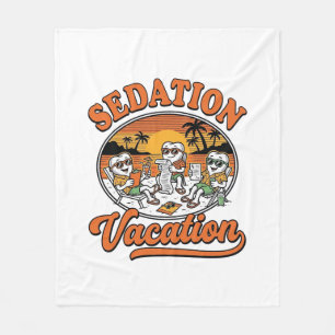 Sedation Vacation Retro Dental Humor Shirt Design_ Fleece Blanket