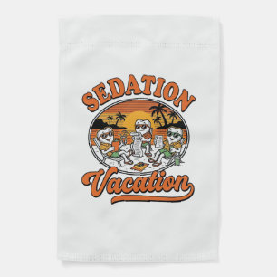 Sedation Vacation Retro Dental Humor Shirt Design_ Garden Flag