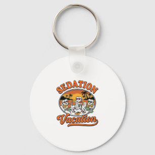 Sedation Vacation Retro Dental Humor Shirt Design_ Keychain
