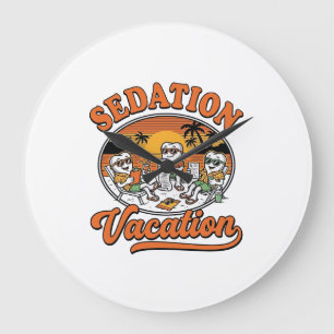 Sedation Vacation Retro Dental Humor Shirt Design_ Large Clock