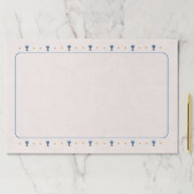 Seder Placemat, Linen Background with Blue Border