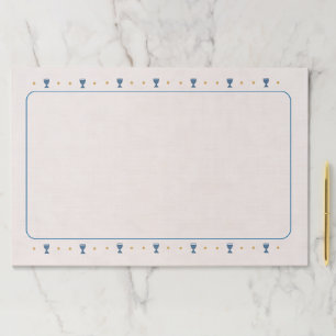 Seder Placemat, Linen Background with Blue Border Paper Pad