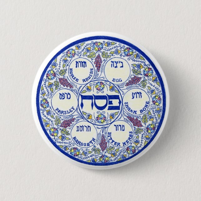 Seder Plate Pinback Button (Front)