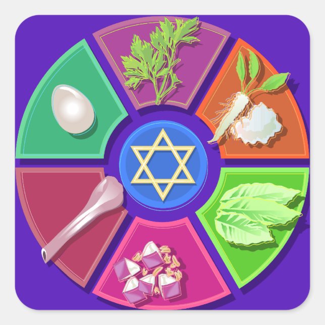 seder plate square sticker (Front)