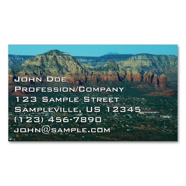 Sedona and Coffee Pot Rock from Above Business Card Magnet (Front)