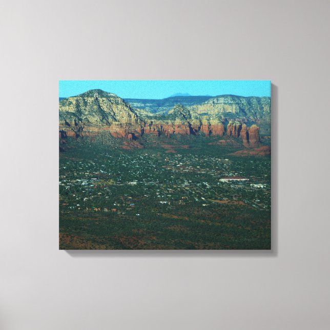 Sedona and Coffee Pot Rock from Above Canvas Print (Front)