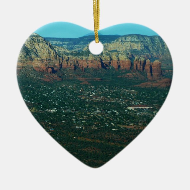 Sedona and Coffee Pot Rock from Above Ceramic Ornament (Front)