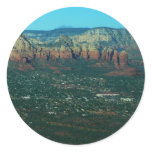 Sedona and Coffee Pot Rock from Above Classic Round Sticker