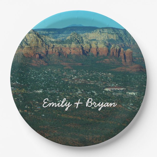 Sedona and Coffee Pot Rock from Above Paper Plates (Front)