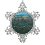 Sedona and Coffee Pot Rock from Above Snowflake Pewter Christmas Ornament