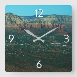 Sedona and Coffee Pot Rock from Above Square Wall Clock