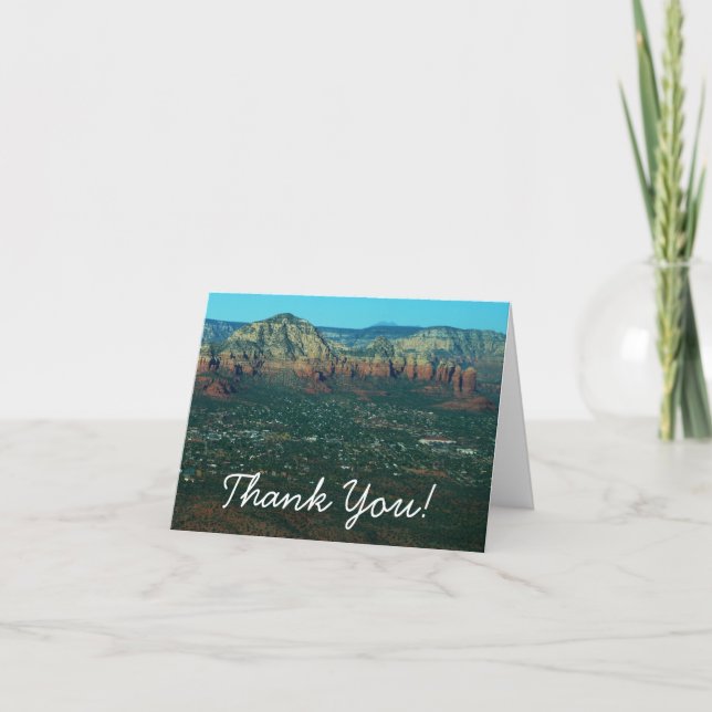 Sedona and Coffee Pot Rock from Above Thank You Card (Front)
