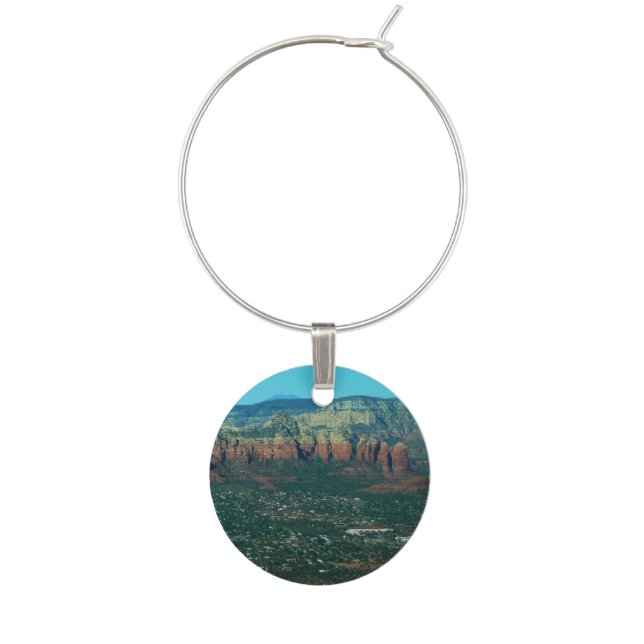 Sedona and Coffee Pot Rock from Above Wine Charm (Front)