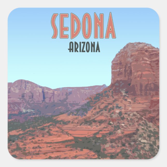 Sedona Arizona Bell Rock Canyon Vintage Square Sticker (Front)