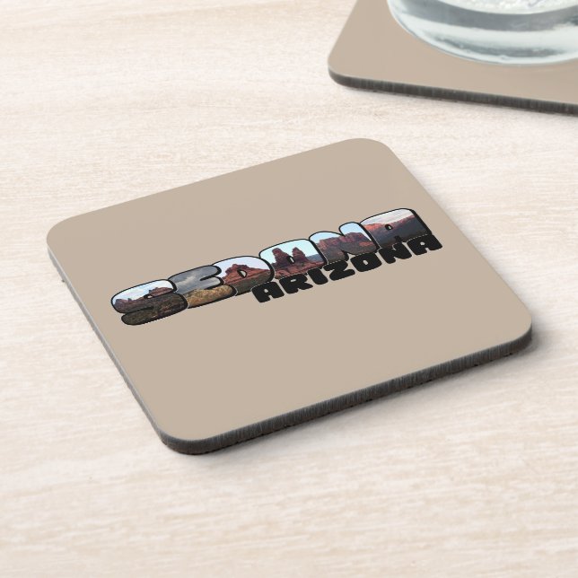 Sedona Arizona Big Letter - Mountain View Beverage Coaster (Left Side)
