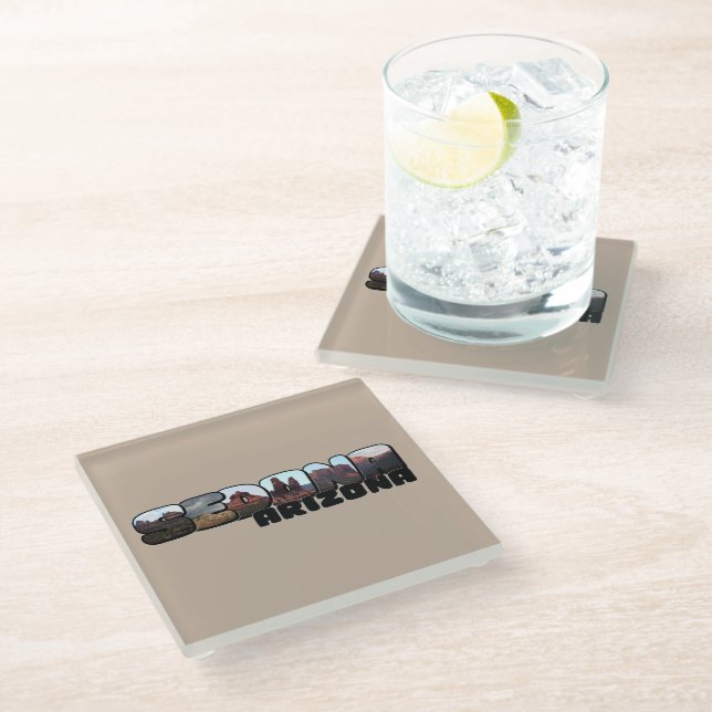 Sedona Arizona Big Letter - Mountain View  Glass Coaster (Angled)