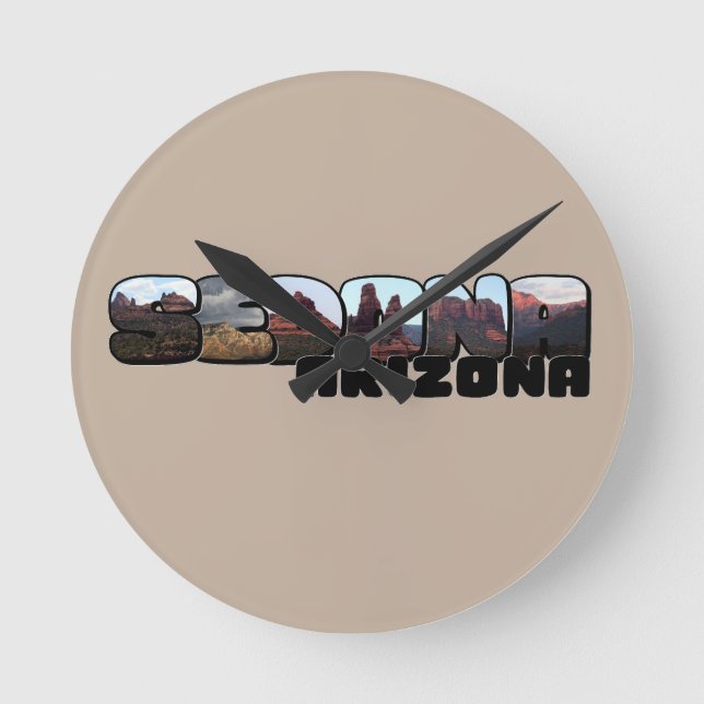 Sedona Arizona Big Letter - Mountain View Round Clock (Front)