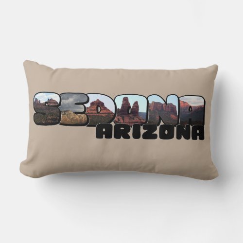Sedona Arizona Big Letter _ Mountain Viewâs Lumbar Pillow