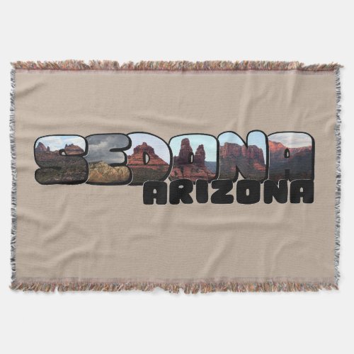 Sedona Arizona Big Letter _ Mountain View Throw Blanket