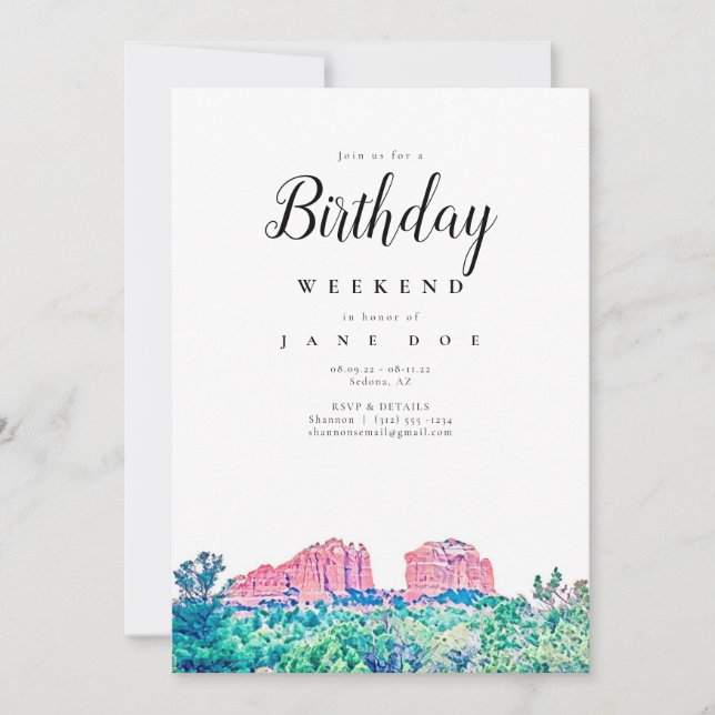 Sedona Arizona Birthday Weekend Invitation (Front)