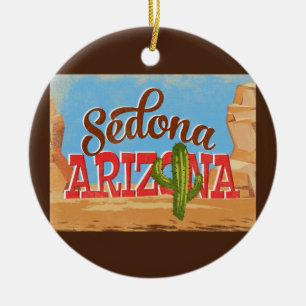 Sedona Arizona Cartoon Desert Vintage Travel Ceramic Ornament