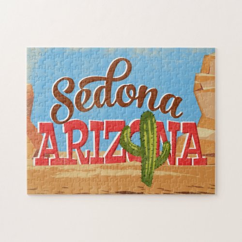Sedona Arizona Cartoon Desert Vintage Travel Jigsaw Puzzle