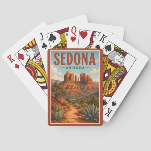 Sedona Arizona Cathedral Rock Illustration Travel Poker Cards