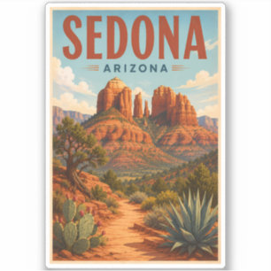 Sedona Arizona Cathedral Rock Illustration Travel Sticker