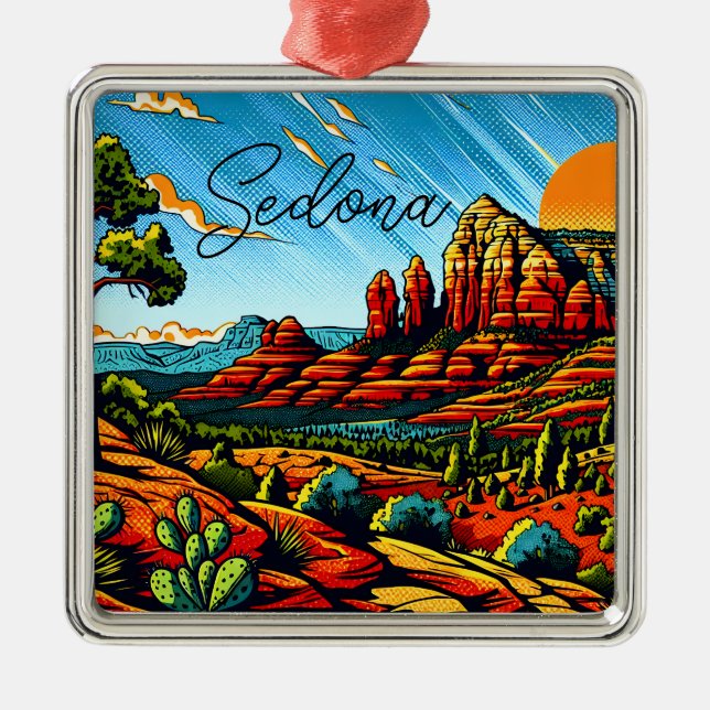 Sedona, Arizona Christmas Metal Ornament (Front)