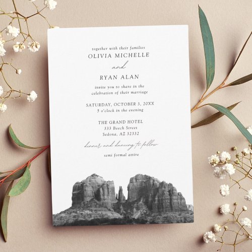 Sedona Arizona Classic Black  White Wedding Invitation