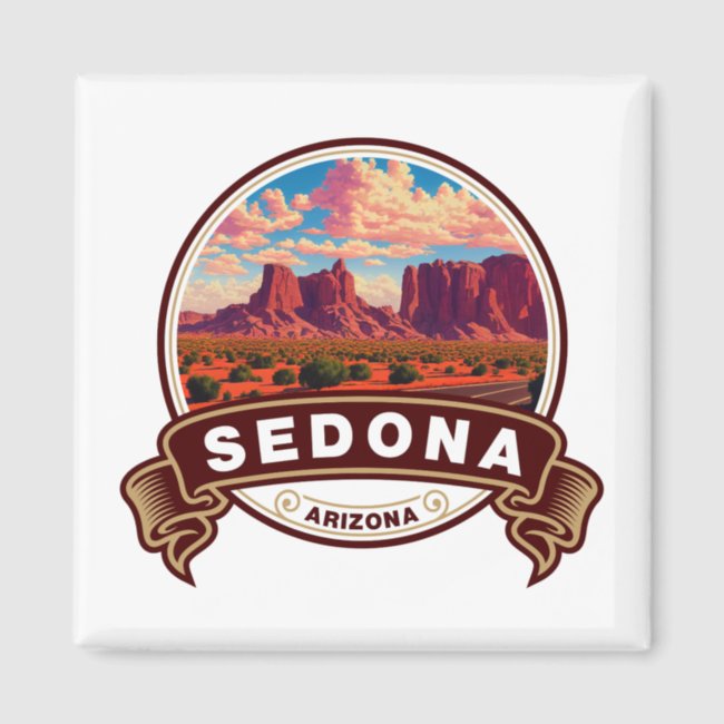 Sedona Arizona Colorful Travel Badge Magnet