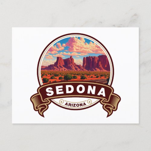 Sedona Arizona Colorful Travel Badge Postcard