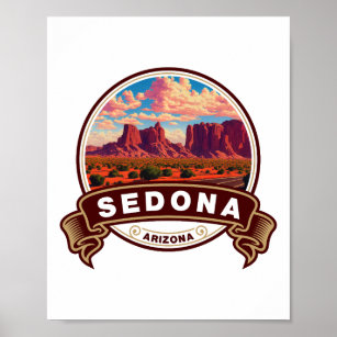 Sedona Arizona Colorful Travel Badge Poster