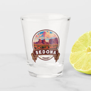 Sedona Arizona Colorful Travel Badge Shot Glass