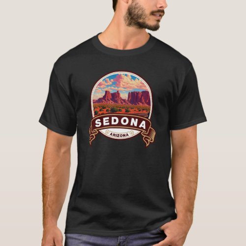 Sedona Arizona Colorful Travel Badge T_Shirt