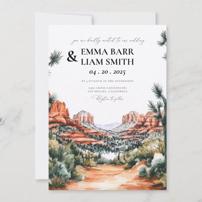 Sedona Arizona Destination Wedding Invitation (Front)